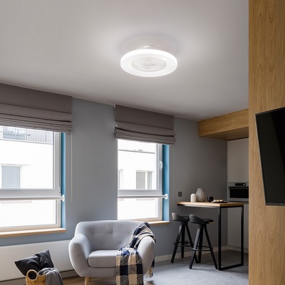 Plafoniera led dimmerabile con ventilatore moderno 5 pale nascoste 7174BCT PERENZ