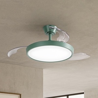 Ventilatore design 3 pale scomparsa verde petrolio opaco a soffitto luminoso 7196VPCT PERENZ