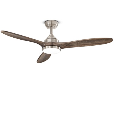 Ventilatore soffitto acciaio estate inverno pale color legno noce scuro  43246
