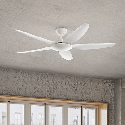 Ventilatore soffitto senza luce 5 pale bianco opaco grande 142cn  43252