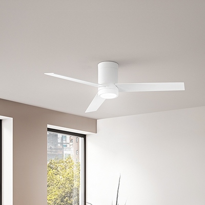 Ventilatore a soffitto moderno con luce led e 3 pale bianche o legno chiaro  43241