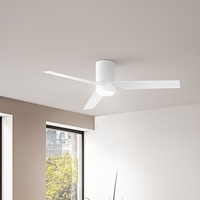 Ventilatore a soffitto moderno con luce led e 3 pale bianche o legno chiaro  43241