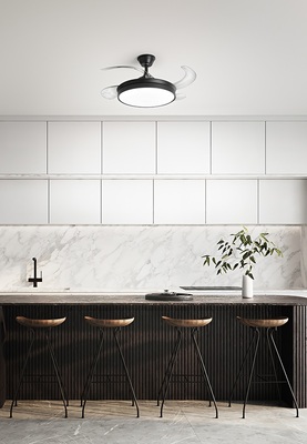 Lampadario a LED ventilatore da soffitto silenzioso 4 pale a scomparsa trasparenti  41932