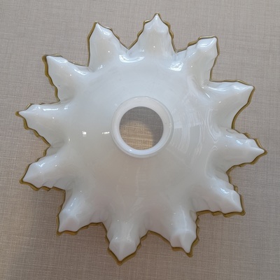 Vetro ricambio ondulato decoro ambra diametro 28cm imbocco 6cm attacco griffa 40051 LUCI E COLORI
