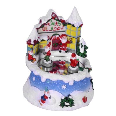 Carillon con Babbo Natale ed Elfi che pattinano 12x14cm  38458