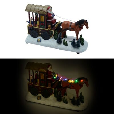 Carrozza con Babbo Natale con luci e movimento 32x20  38457