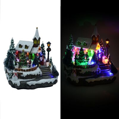 Paesaggio Natalizio con chiesetta e Babbi Natale 37969 NATALE LUCI E COLORI